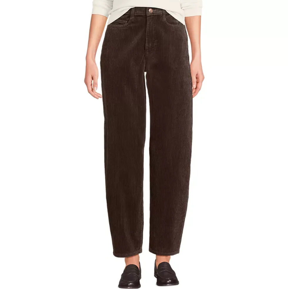 Women's Corduroy High Rise Barrel Leg Ankle Pants