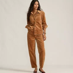 Women's Corduroy High Rise Barrel Leg Ankle Pants