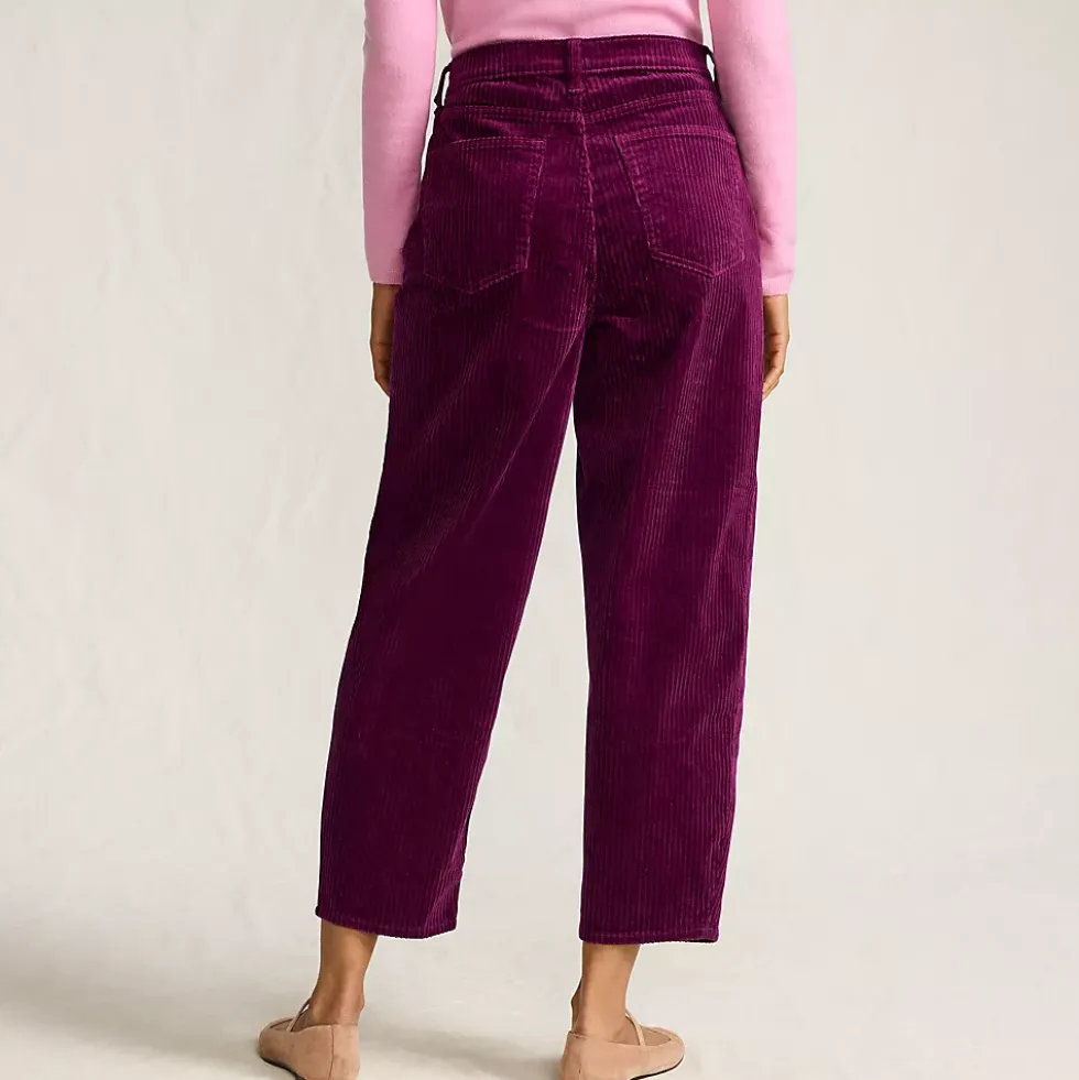 Women's Corduroy High Rise Barrel Leg Ankle Pants