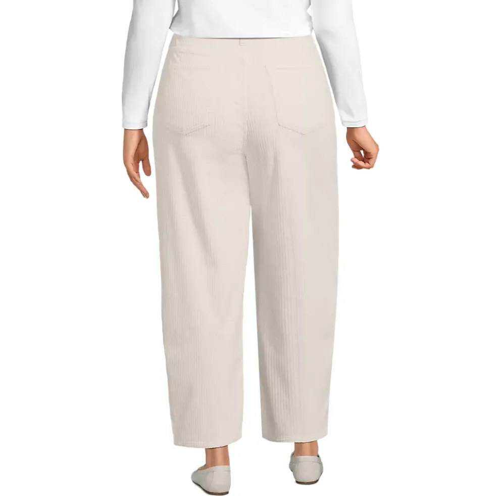 Women's Corduroy High Rise Barrel Leg Ankle Pants