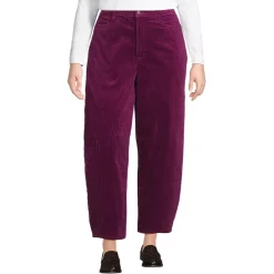 Women's Corduroy High Rise Barrel Leg Ankle Pants