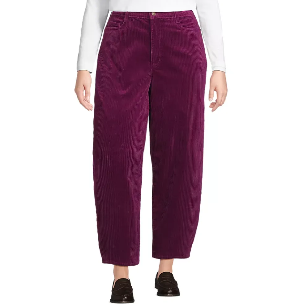 Women's Corduroy High Rise Barrel Leg Ankle Pants
