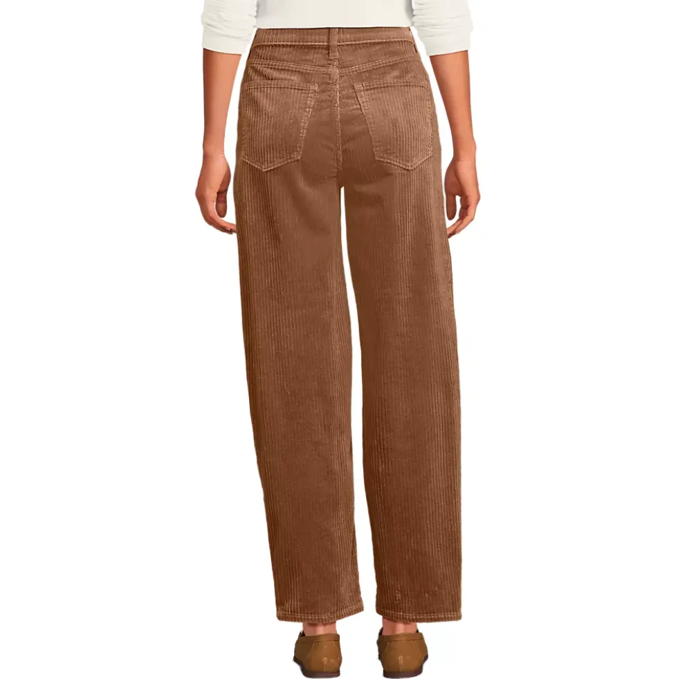 Women's Corduroy High Rise Barrel Leg Ankle Pants