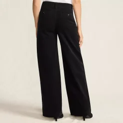 Women's Corduroy High Rise Wide Leg Top Stitch Trousers