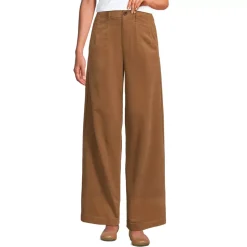 Women's Corduroy High Rise Wide Leg Top Stitch Trousers