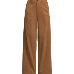Women's Corduroy High Rise Wide Leg Top Stitch Trousers