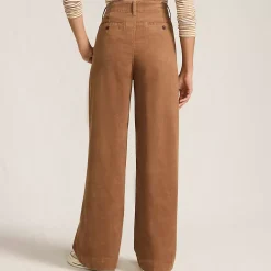 Women's Corduroy High Rise Wide Leg Top Stitch Trousers