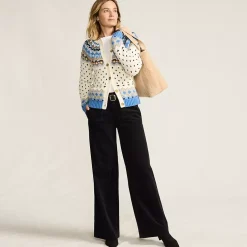 Women's Corduroy High Rise Wide Leg Top Stitch Trousers