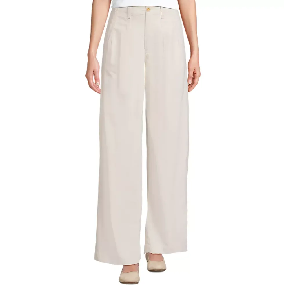 Women's Corduroy High Rise Wide Leg Top Stitch Trousers