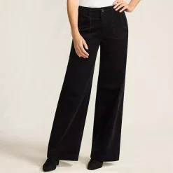 Women's Corduroy High Rise Wide Leg Top Stitch Trousers