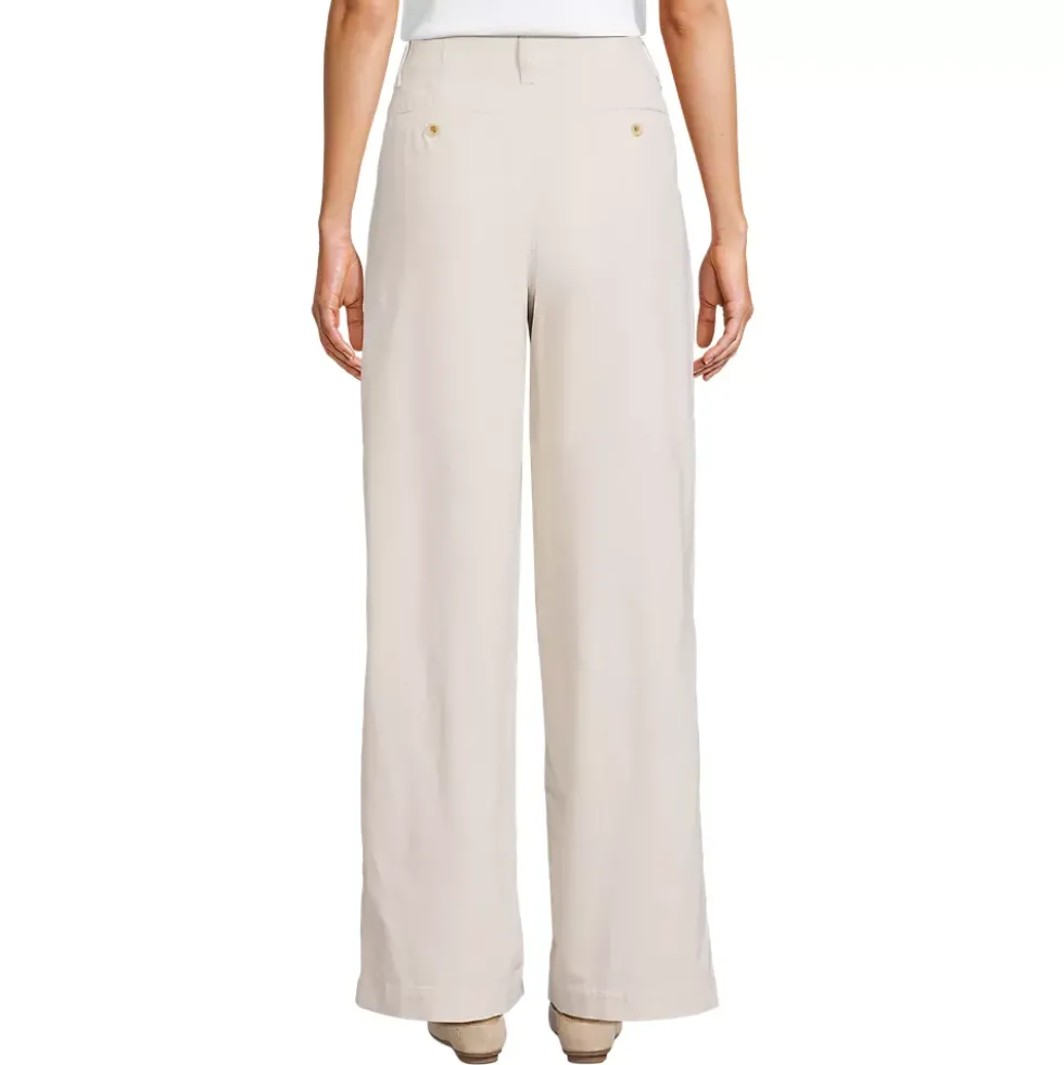 Women's Corduroy High Rise Wide Leg Top Stitch Trousers
