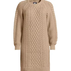 Women's Cotton Blend Cable Crew Neck Sweater Dress
