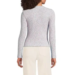 Women's Cotton Blend Marl Ribbed Crew Neck Sweater