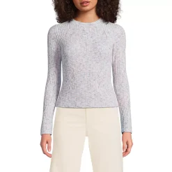 Women's Cotton Blend Marl Ribbed Crew Neck Sweater