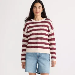 Women's Cotton Blend Pointelle Crew Neck Sweater