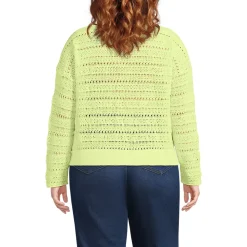 Women's Cotton Blend Pointelle Crew Neck Sweater