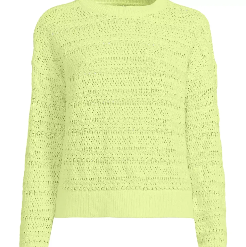 Women's Cotton Blend Pointelle Crew Neck Sweater