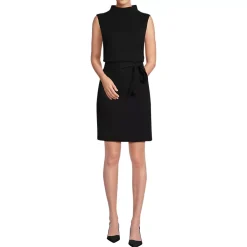Women's Cotton Blend Short Sleeve Mock Neck Sweater Dress