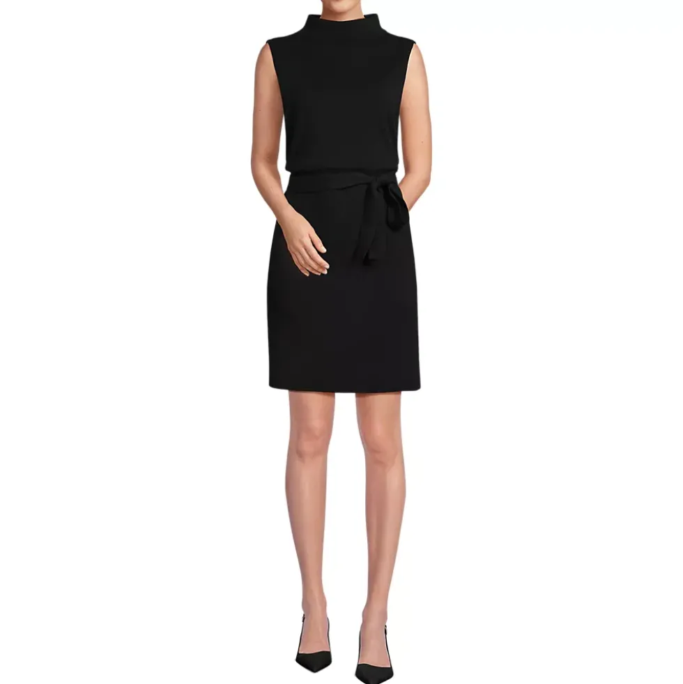 Women's Cotton Blend Short Sleeve Mock Neck Sweater Dress