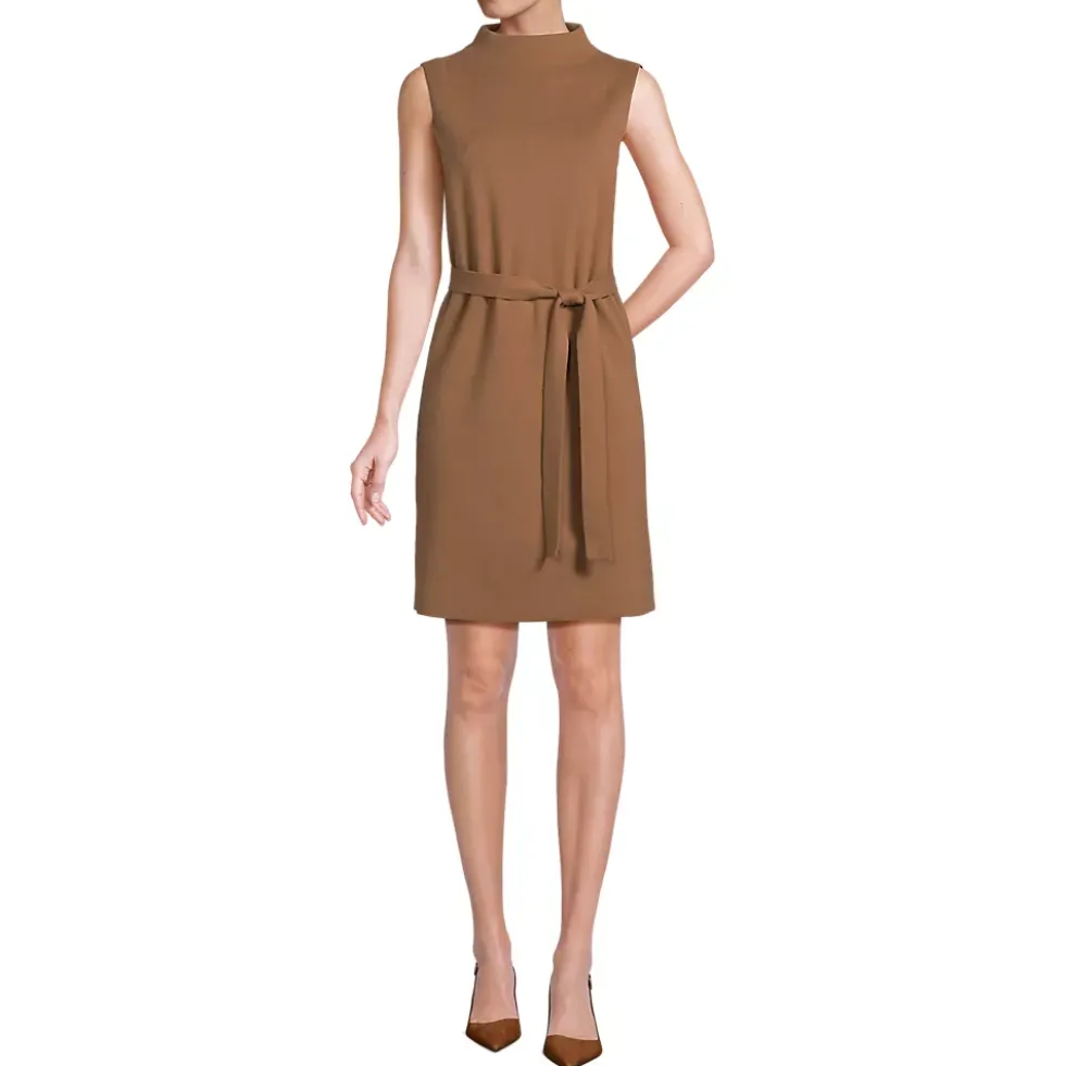 Women's Cotton Blend Short Sleeve Mock Neck Sweater Dress