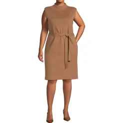 Women's Cotton Blend Short Sleeve Mock Neck Sweater Dress