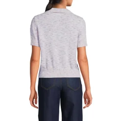 Women's Cotton Blend Short Sleeve Polo Sweater
