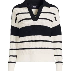Women's Cotton Boucle Johnny Collar Shaker Pullover