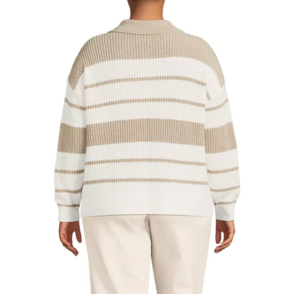 Women's Cotton Boucle Johnny Collar Shaker Pullover