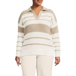 Women's Cotton Boucle Johnny Collar Shaker Pullover
