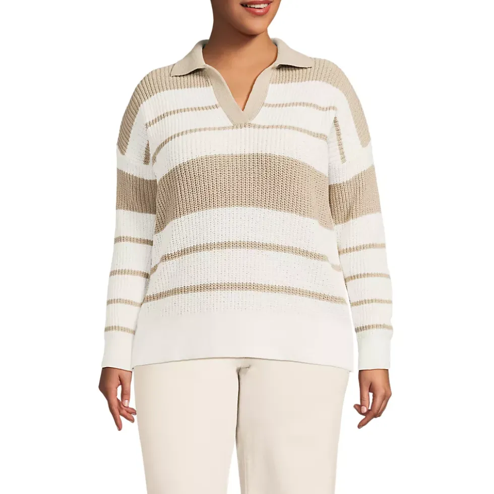 Women's Cotton Boucle Johnny Collar Shaker Pullover