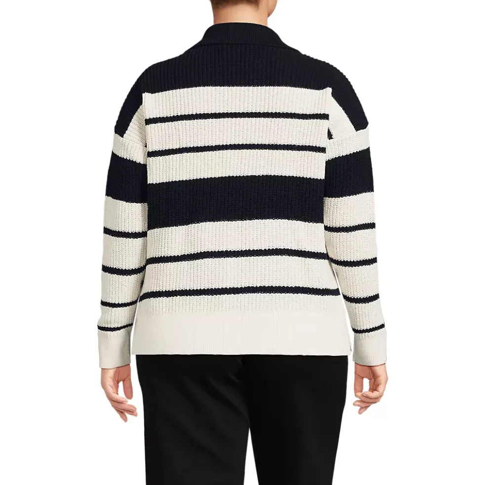 Women's Cotton Boucle Johnny Collar Shaker Pullover