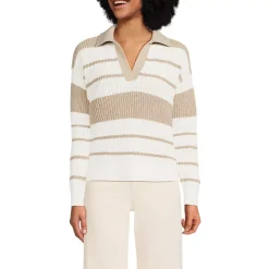 Women's Cotton Boucle Johnny Collar Shaker Pullover