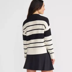 Women's Cotton Boucle Johnny Collar Shaker Pullover