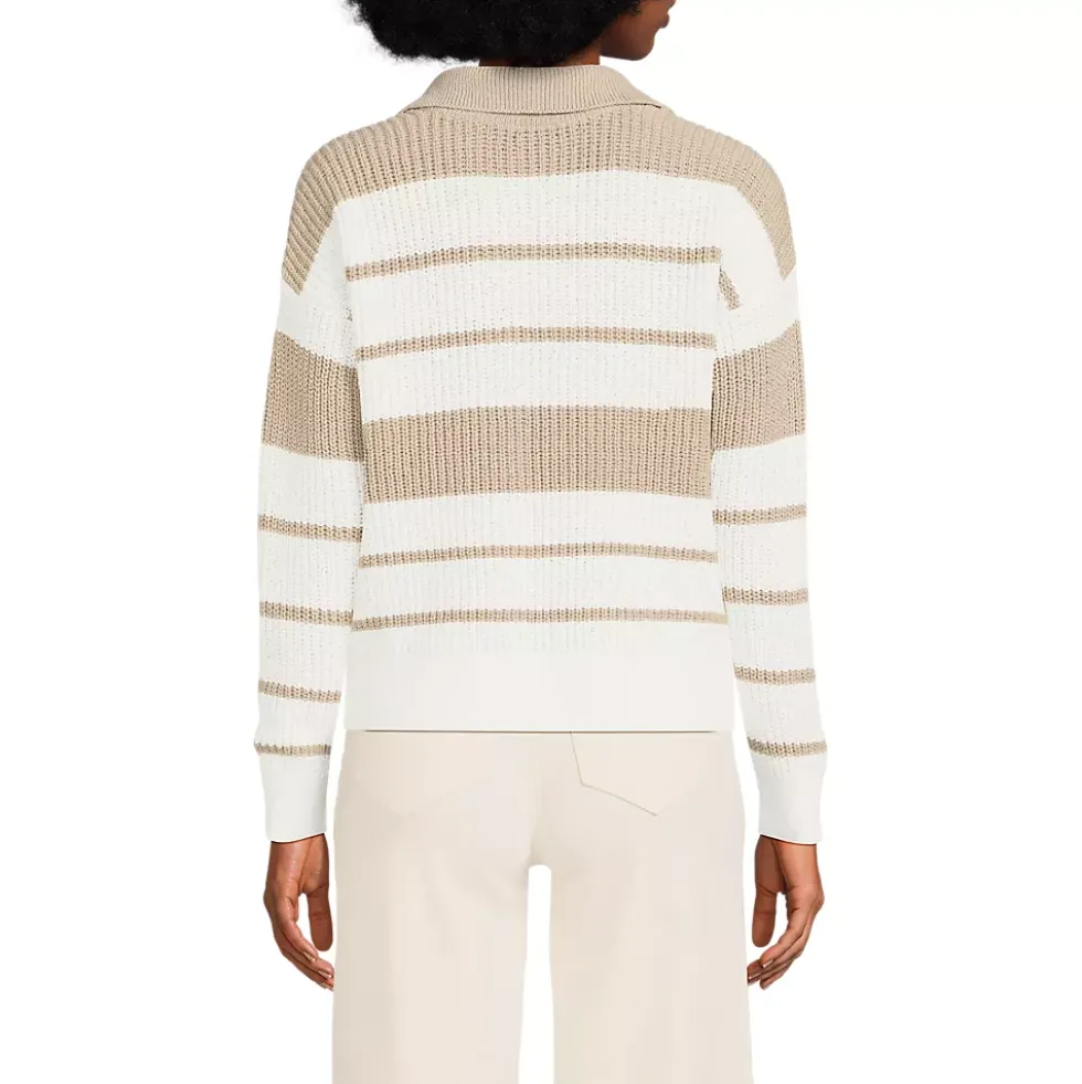 Women's Cotton Boucle Johnny Collar Shaker Pullover