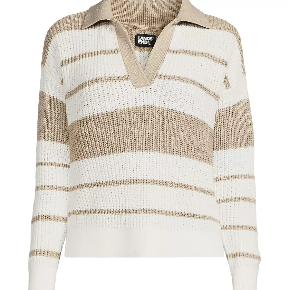 Women's Cotton Boucle Johnny Collar Shaker Pullover