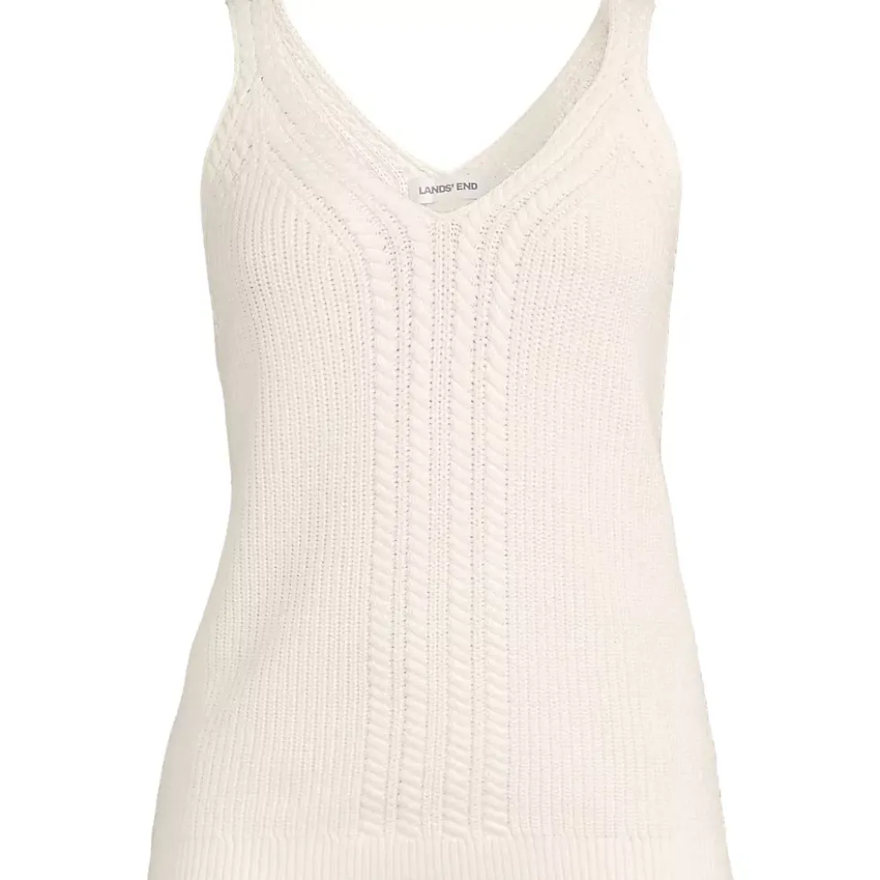 Women's Cotton Cable Vneck Tank Sweater
