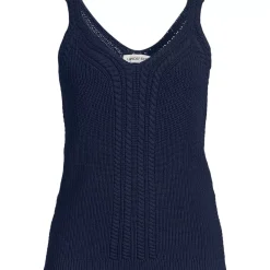 Women's Cotton Cable Vneck Tank Sweater