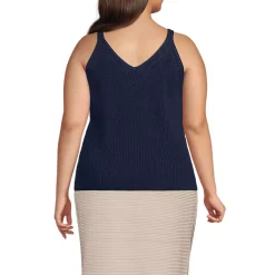 Women's Cotton Cable Vneck Tank Sweater