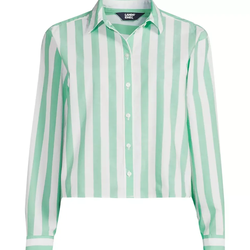 Women's Cotton Cropped Long Sleeve Shirt