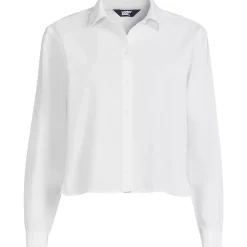 Women's Cotton Cropped Long Sleeve Shirt