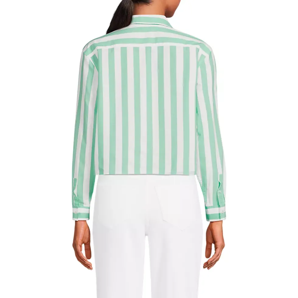 Women's Cotton Cropped Long Sleeve Shirt