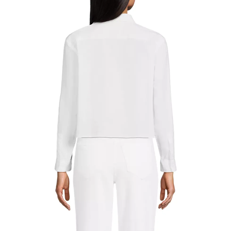 Women's Cotton Cropped Long Sleeve Shirt