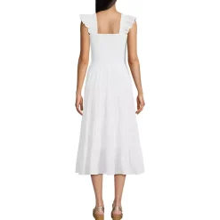 Women's Cotton Dobby Smocked Dress with Ruffle Straps