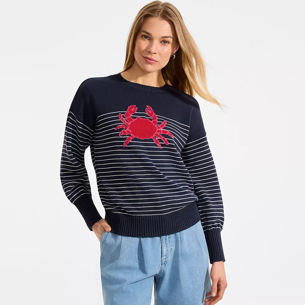 Women's Cotton Drifter Novelty Jacquard Crew Neck Sweater