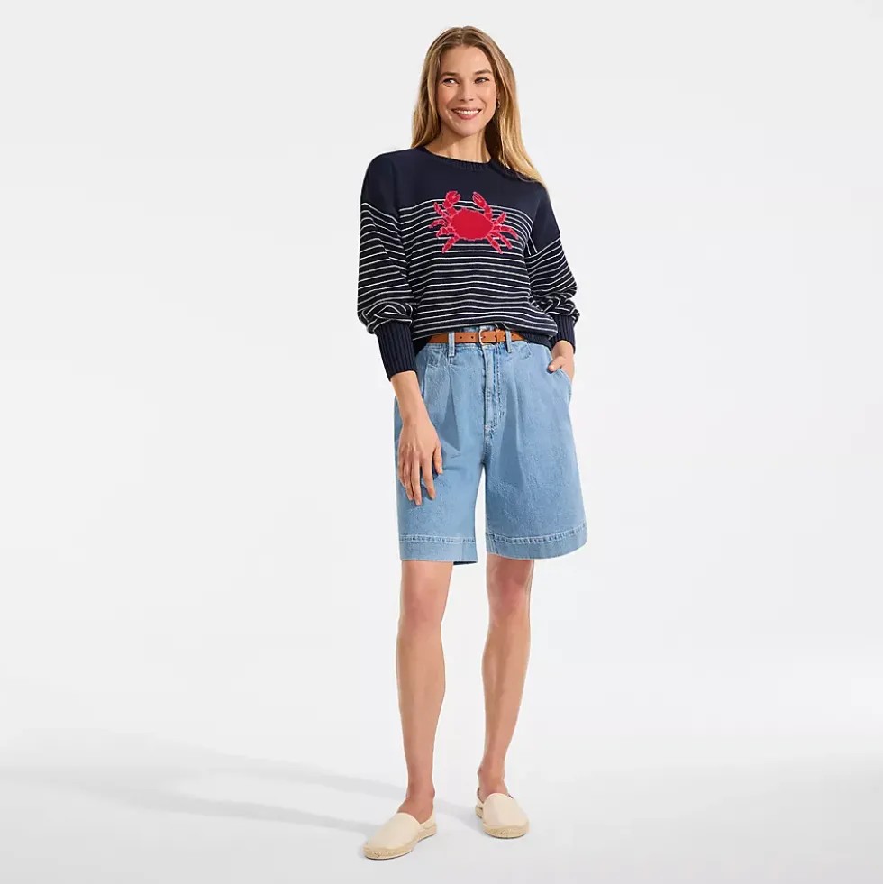 Women's Cotton Drifter Novelty Jacquard Crew Neck Sweater