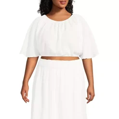 Women's Cotton Gauze Dolman Sleeve Crop Cover Up Top