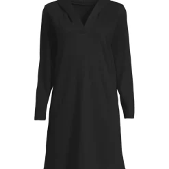 Women's Cotton Jersey Long Sleeve Hooded Swim Cover-up Dress