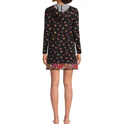 Women's Cotton Jersey Long Sleeve Hooded Swim Cover-up Dress