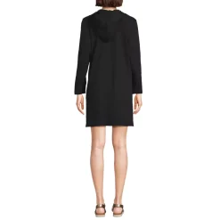Women's Cotton Jersey Long Sleeve Hooded Swim Cover-up Dress