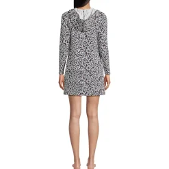 Women's Cotton Jersey Long Sleeve Hooded Swim Cover-up Dress